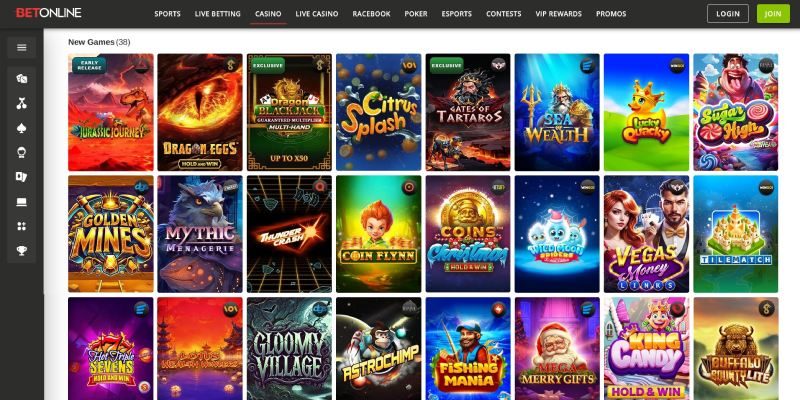 BetOnline casino lobby screenshot